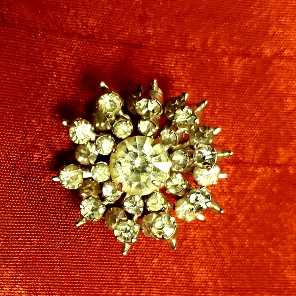 Vtg Rhinestone Snowflake Brooch - Picture 2 of 4